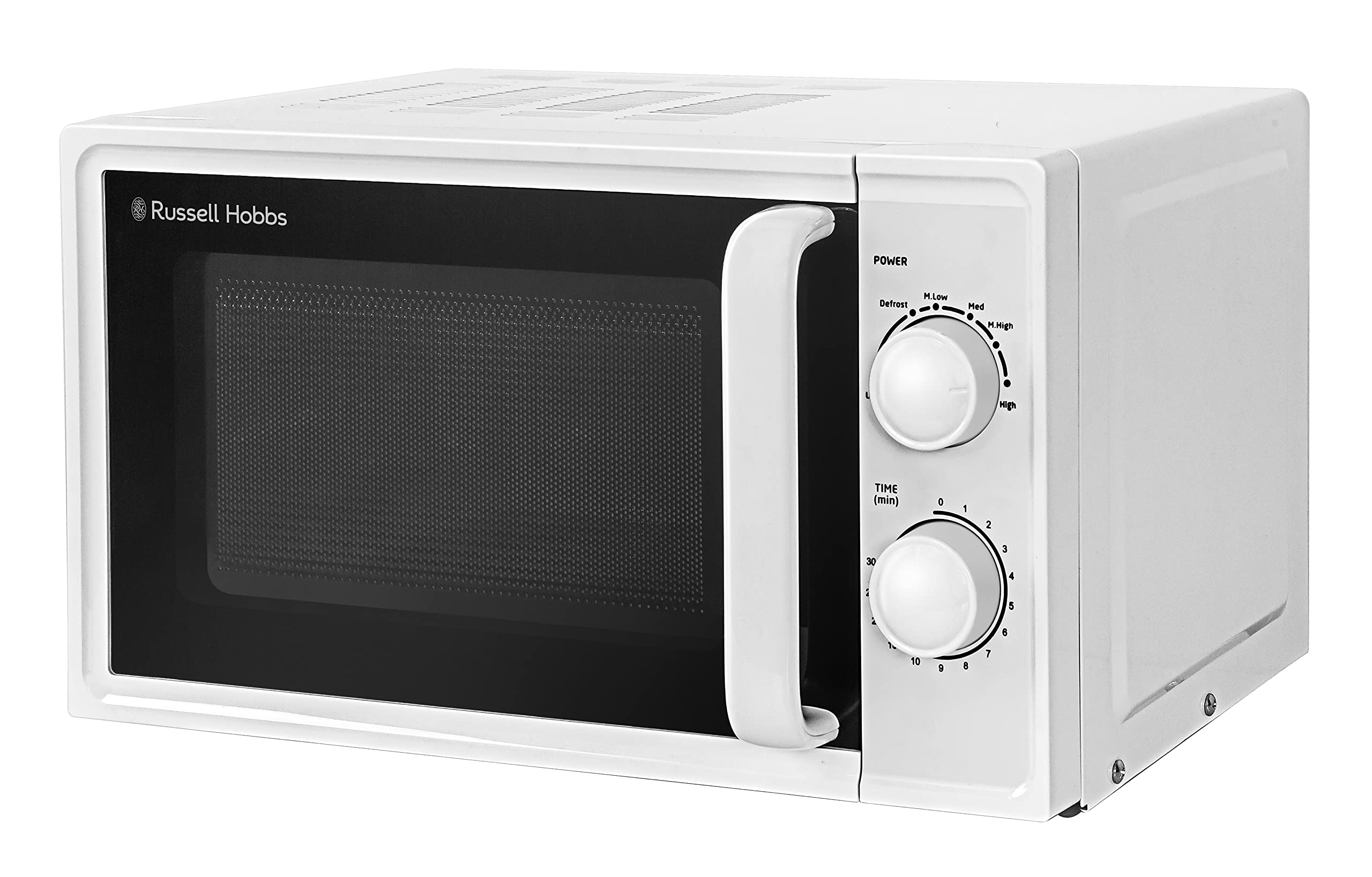 Russell Hobbs 17L Small Microwave White Manual Textures 700W with 5 Power Levels