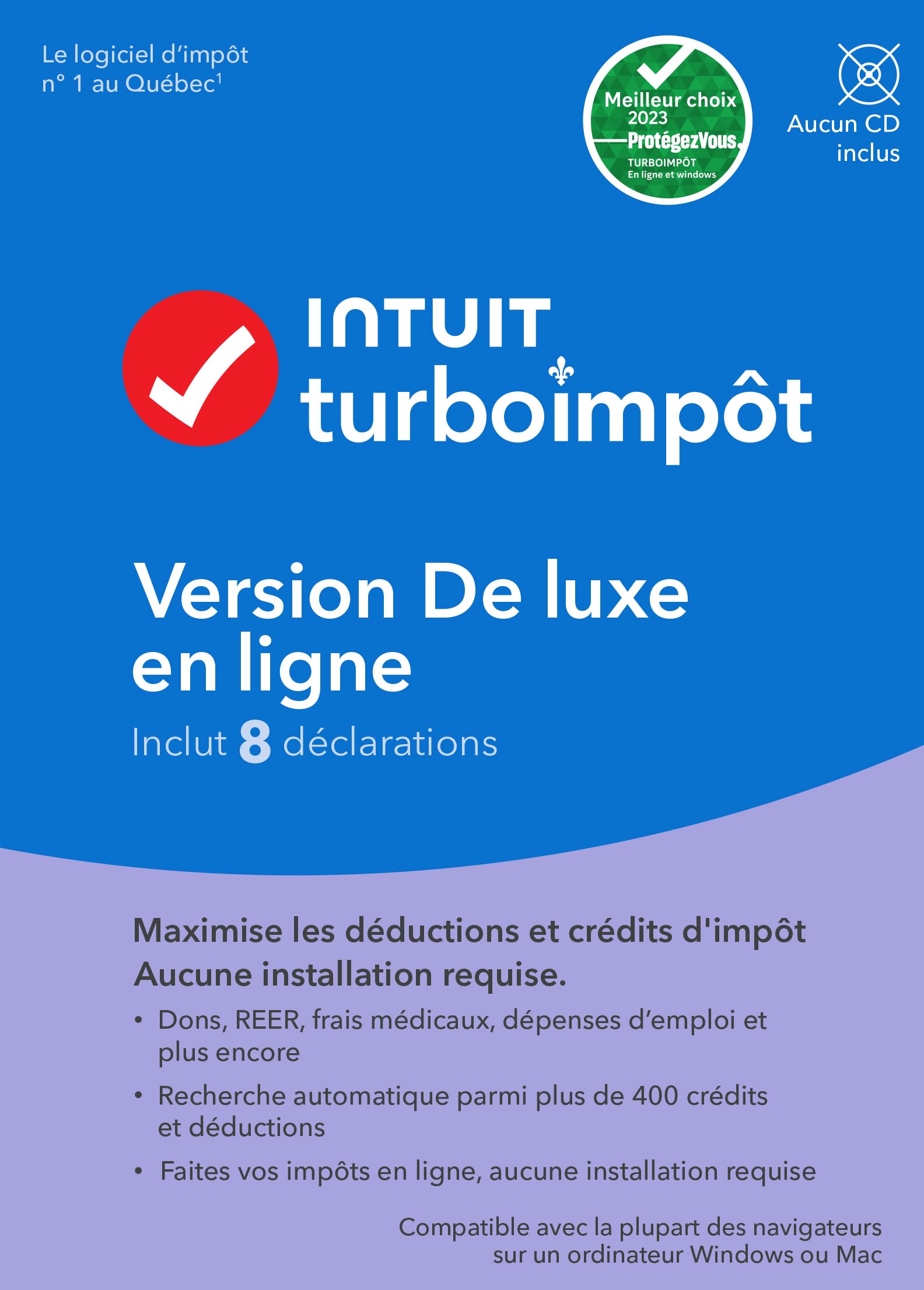 TurboImpôt De luxe en ligne 2023 - 8 déclarations - Français - Version en ligne