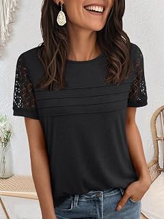 Short Sleeve Shirts for Women Summer Tops 2025 Spring Lace Elegant Casual Top T-shirt Cute Work Clothes Blouses