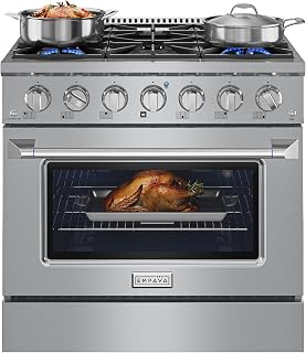 36" Professional Gas Range for Serious Home Cooking, ETL Certified | 20,000 BTU High-Output Burner, True Convection Oven & Infrared Broiler, Designed for Entertaining and Everyday Mastery