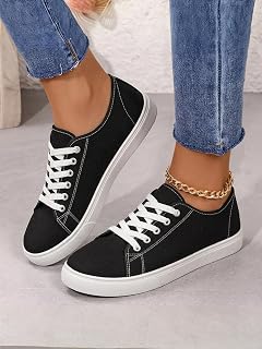 Womens Canvas Classic Lace Up Casual Daily Low Trainers