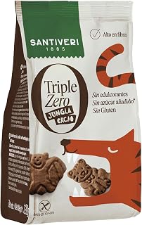 SANTIVERI - Jungle Cocoa Triple Zero Cookies, Crispy Cookies with Whole Oats and Pea Protein, High in Fiber, No Sweeteners, No Sugar or Gluten, Ideal for Kids Vegan - 120g