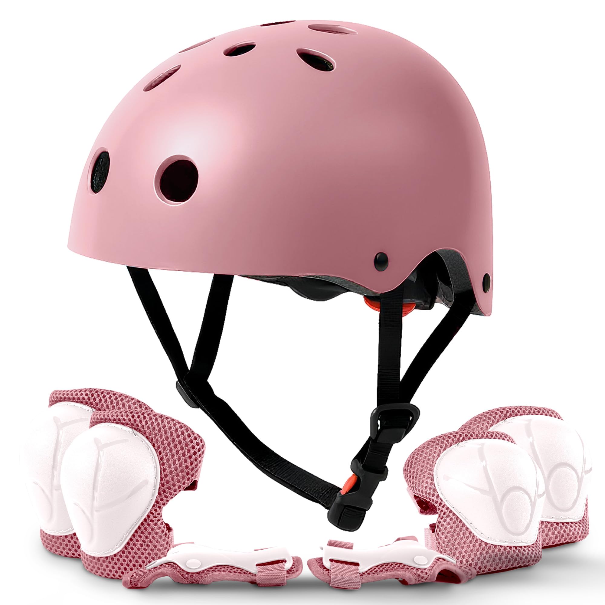KAYMAN Kids Bike Helmet Set, Adjustable, Ages 3-12, Knee Elbow & Wrist Pads | 7-