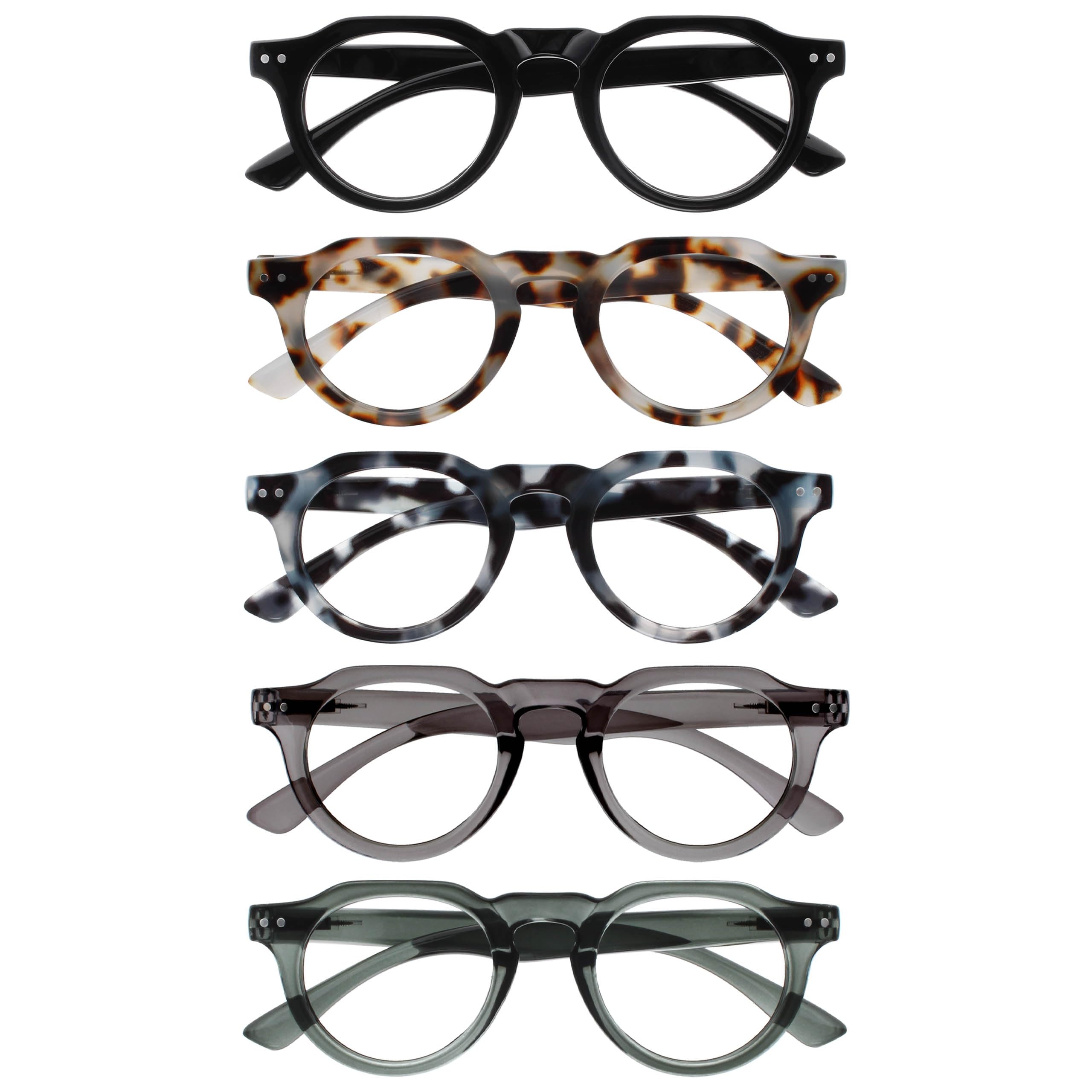 OPULIZE RIO BBBBB53-12367 +2.00 Anti-Blue Light Reading Glasses Set of 5 - Top R