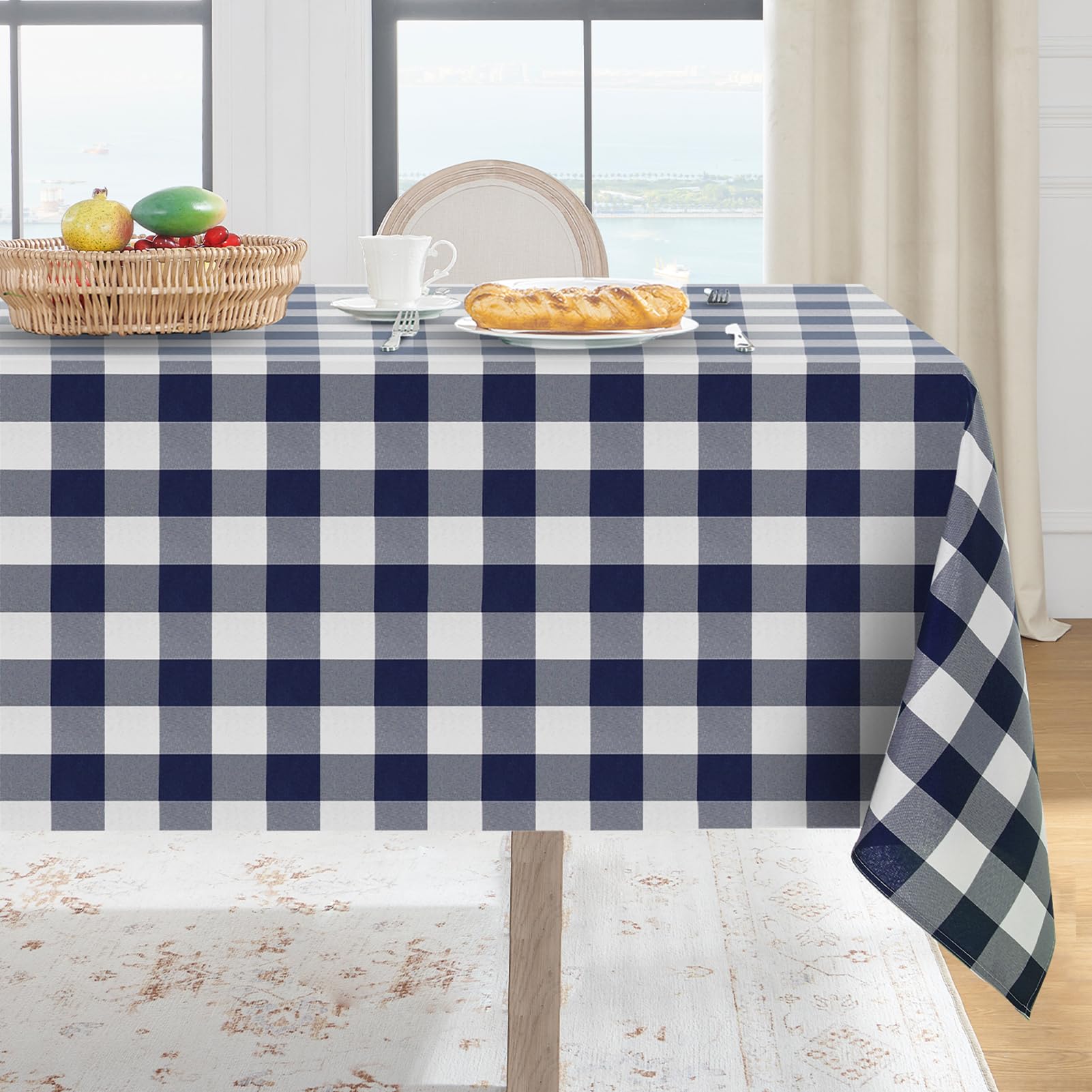 Softalker Gingham Checkered Square Tablecloth - Waterproof Outdoor Buffalo Plaid