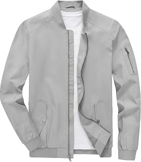 TBMPOY Men's Lightweight Bomber Jackets Light Track Jackets Casual Fall Windbreaker Outdoor Golf Fashion Coat for Men