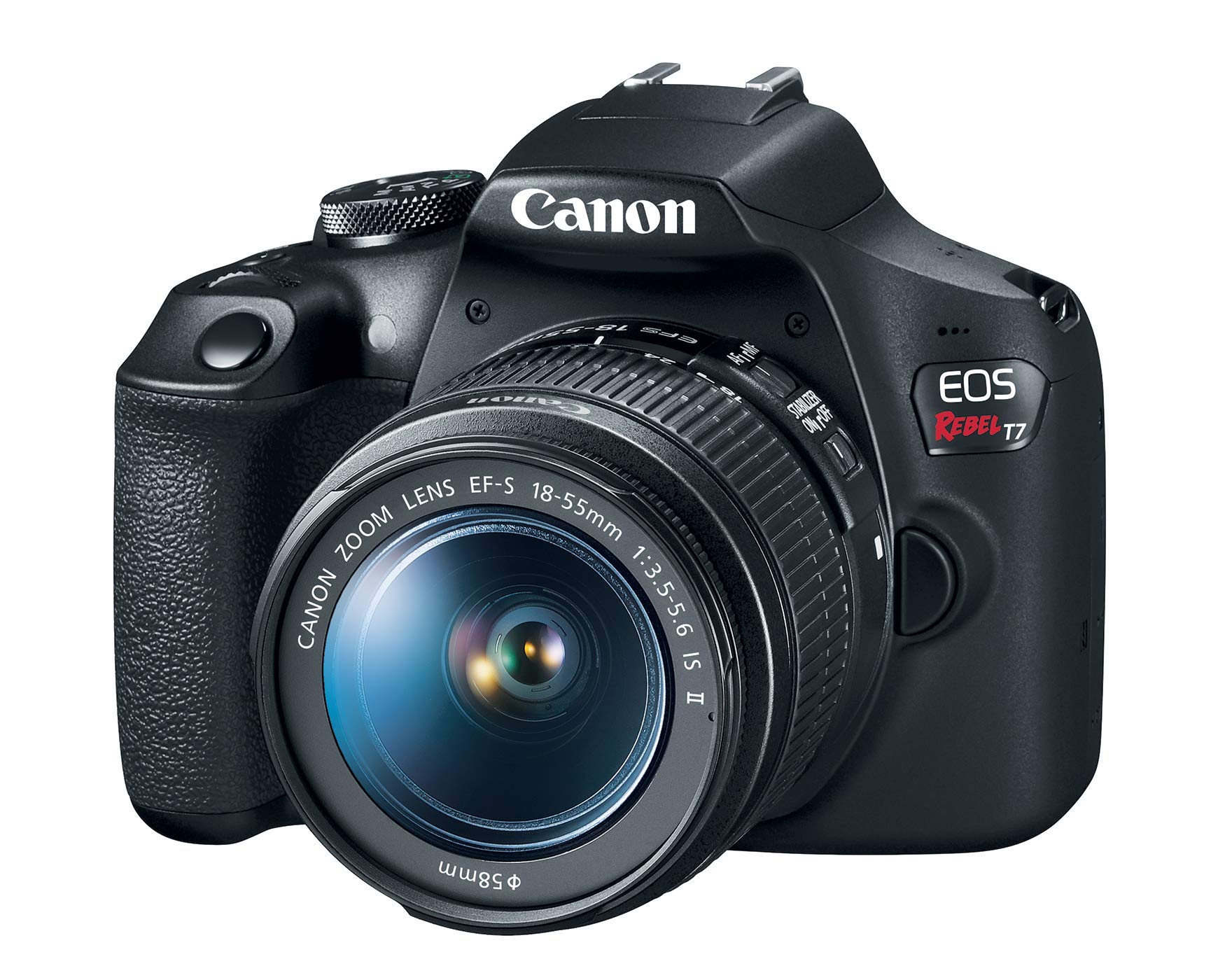 Canon EOS Rebel T7 DSLR Camera with 18-55mm Lens (Black) (Renewed) | 18-55mm