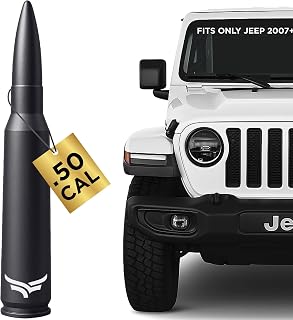 50 Cal Badass Bullet Antenna® Fits Jeep Wrangler JK &amp; JL from (2007 for Jeep Wrangler &amp; Gladiator Accessories - Car Wash Safe &amp; Anti Thelf Design - Ditch The Whip &amp; Upgrade Your Jeep