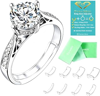 Ring Sizers for Loose Rings - Clip-on Invisible Ring Size Adjusters(8 pcs) | Stops Slipping, Patented Clip-on Ring Sizers in 8 Sizes, Fit Flat Band 1mm to 10mm, Invisible Ring Spacers for Women & Men