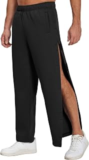 Deyeek Mens Fleece Tear Away Pants Loose Fit Post Knee Replacement Surgery Pants Breakaway Sweatpants Side Snap with Pockets