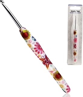4mm Crochet Hook Size G Ergonomic Soft Grip for Arthritic Hands Yarn | Comfortable rubber grip non-slip, smooth polished aluminum, lace to chunky yarn projects, beginners seniors pros
