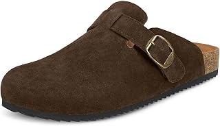 Intini Womens Mens Genuine Suede Clogs Cork Footbed Sandals with Arch Support