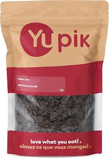 Yupik Carob Chips, 1 kg, Gluten-Free, Kosher, Vegan, Cholesterol-Free, Caffeine-Free Alternative to Chocolate Chips, Chocolate-Like Flavor, Melts Smoothly, Ideal for Baking, Snacking & Topping