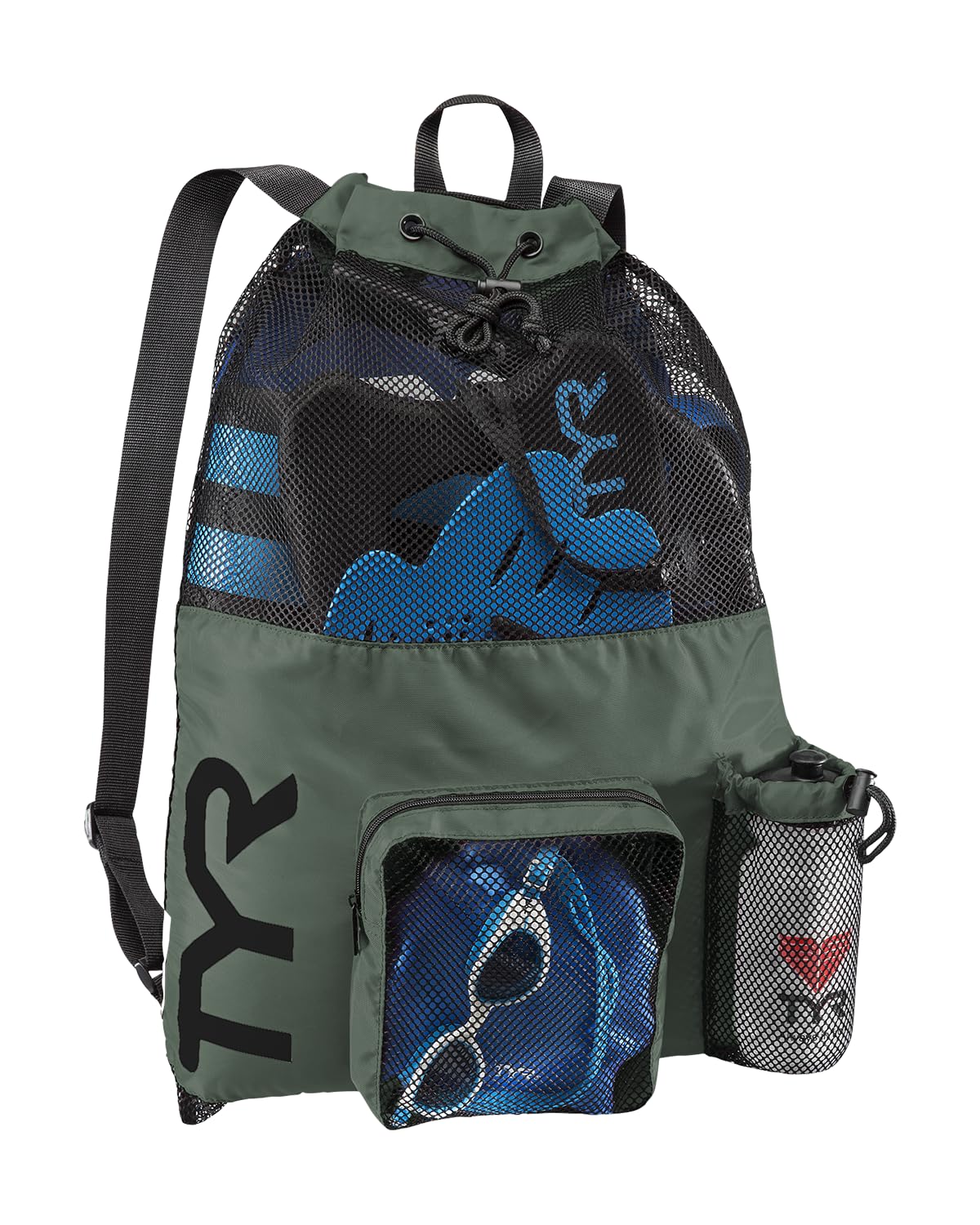 TYR Big Mesh Mummy Backpack - Ventilated Swim Gym and Workout Gear Bag, Sage