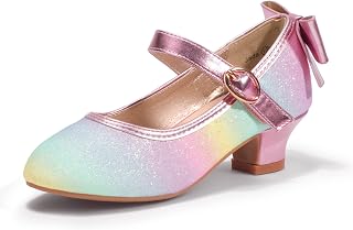 PANDANINJIA Updated Solid Bow Toddler Little Kids Ariana Princess Uniform School Ballet Flower Mary Jane Girls Flats Dress