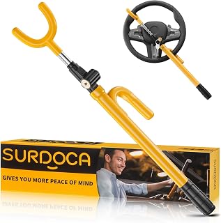 SURDOCA Upgraded Car Steering Wheel Lock Anti-Theft Device,Visual Deterrent | Easy Installation, Rubber Protection, Extendable Security Device