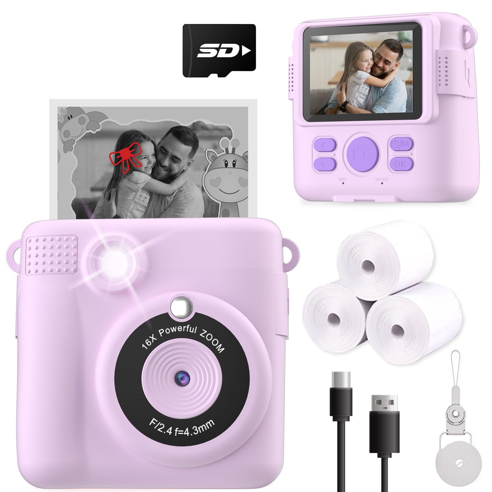 ESOXOFFORE Instant Print Camera for Kids, Christmas Birthday Gifts for Girls Boy