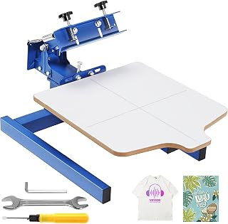 VEVOR Screen Printing Machine 1 Color 1 Station Silk Screen Printing Press | For T-Shirt DIY Printing, 21.2 x 17.7 in/54 x 45 cm Screen Printer Press, Double-Layer Positioning Pallet, Adjustable Tension