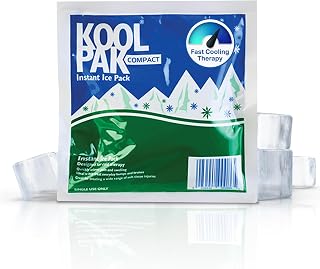 Koolpak 20 x Compact Instant Cold Ice Packs - 15 x 15 cm Disposable Instant Ice Pack for Injuries - Single Use First Aid Ice Packs for Sports & Recovery - Schools Workplace Travel Kits
