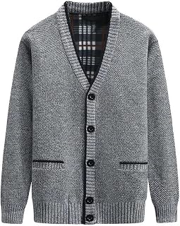 Mens Cardigan Sweaters with Buttons Classic Men Sweater Pockets v Neck Men's Knitted Cardigans