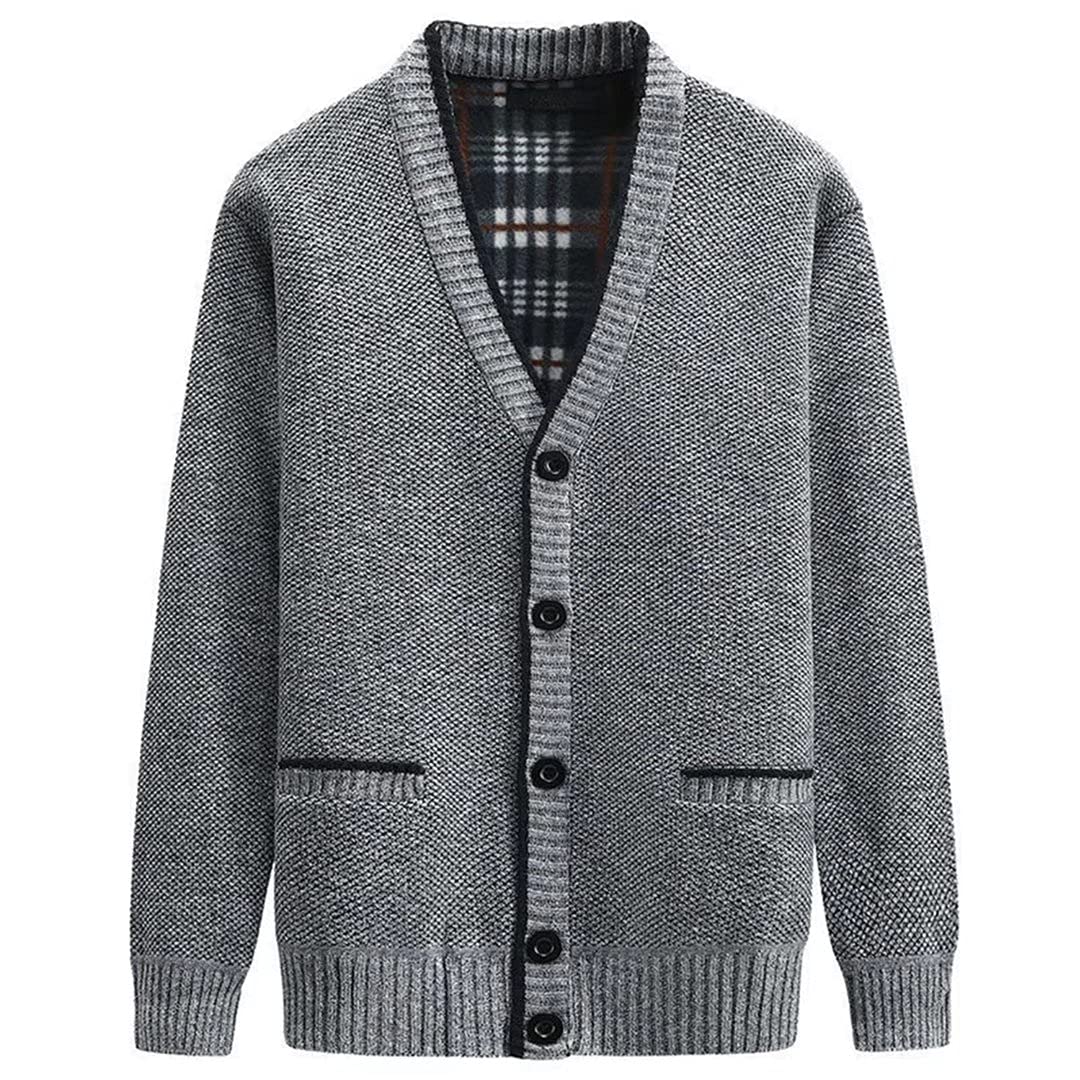 Mens Cardigan Sweaters with Buttons Classic Men Sweater Pockets v Neck Men's Kni
