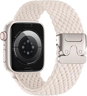 Braided Straps Compatible with Apple Watch Strap 40mm 41mm 42mm 38mm - Women Men Stretchy Fabric Nylon Sport Band for iWatch SE 3 Series 11 10 9 8 7 6 5 4 3 2 1, Starlight
