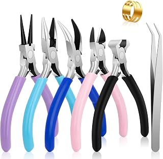 5 Pack Jewelry Pliers Tool Set, Wire Wrapping Tools for Jewelry Making | Bracelet And Earring Making Tools, Includes Round, Chain, Needle, Bent & Zipper Pliers, Repair Kit, Pinzas Para Joyeria