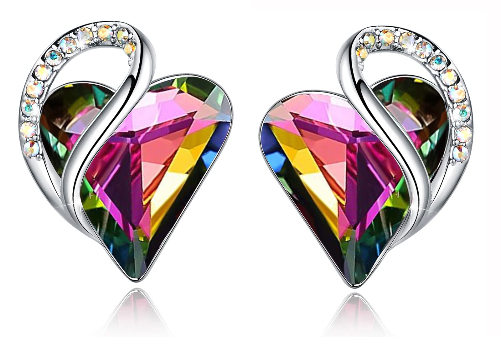 Leafael Infinity Love Heart Stud Earrings for Women, Birthstone and Healing Ston