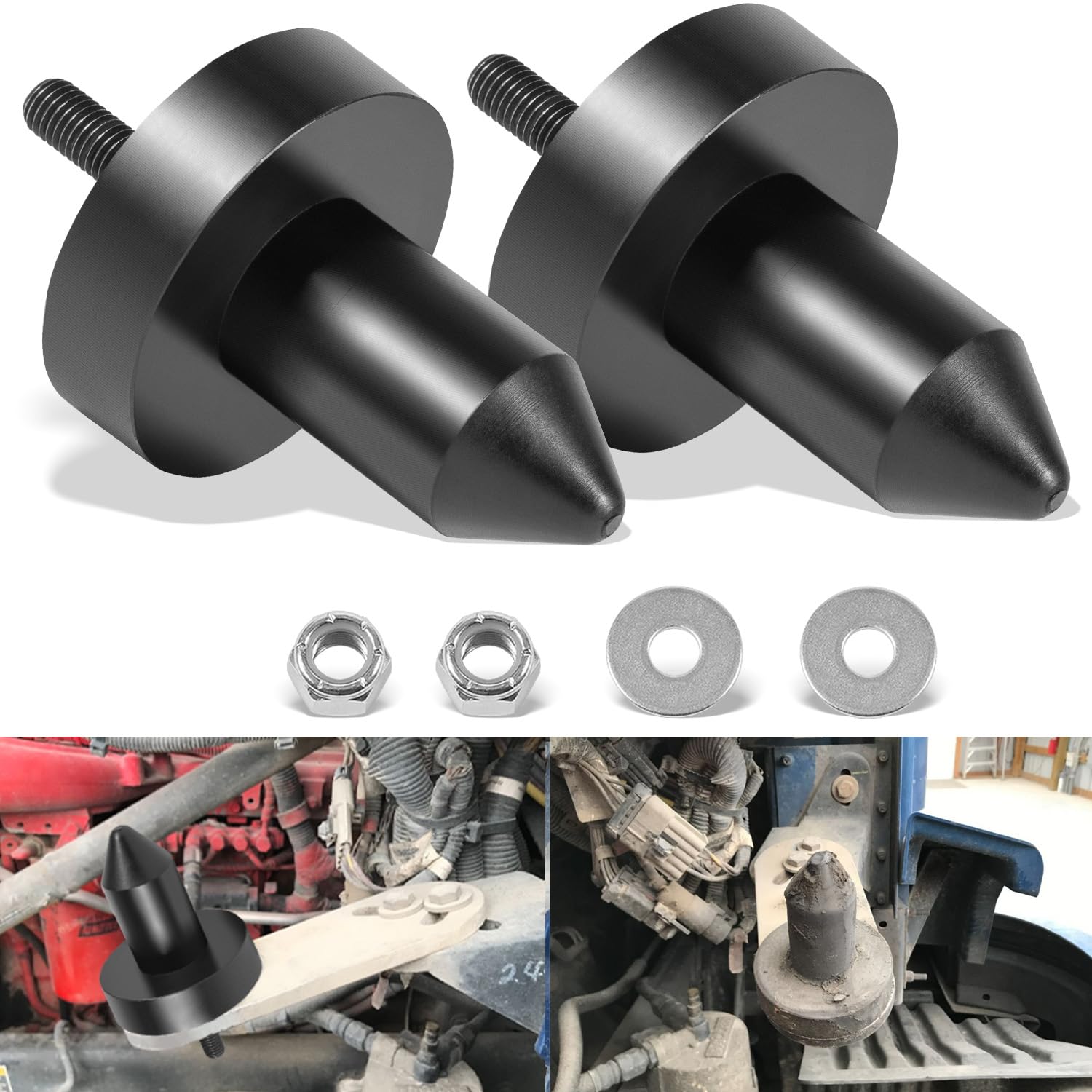 2 Pack 924-5410 Hood Pin Poly for Kenworth T660, T600, T800, W900, T2000, T400, 