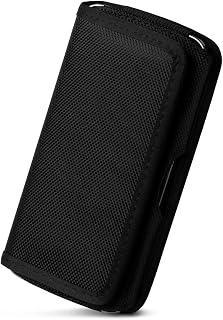 moex Mobile Phone Belt Case with Horizontal Fastener for Motorola Moto G75 5G, Holster with Belt Clip, Robust Nylon, Horizontal Mobile Phone Case with Holder for Belt, Mesh Case, Black