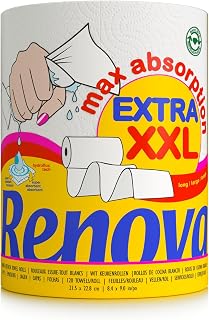 Renova - Maxiabsorption, XXL Kitchen Rolls, Triple, White - 1 Roll | 1 XXL roll corresponds to 3 standard rolls (1=3), extra resistance even when wet, maximum absorbent, FSC certified