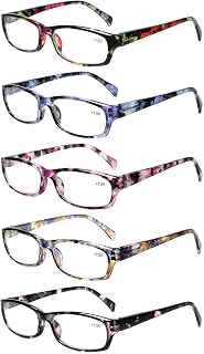Kerecsen 5-Pack Reading Glasses Women Spring Hinge Pattern Design Glasses for Reading
