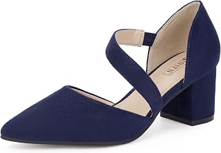 IDIFU IN2 Women's Pumps Closed Pointed Toe Low Block Chunky Comfort Heels