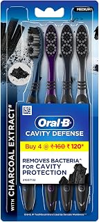 Oral-B Cavity Defense 123 Black Toothbrush � Medium (Pack of 4)