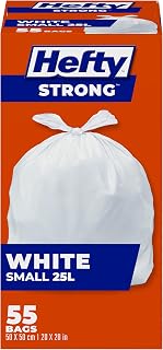 Hefty™ Garbage Bags, Strong Small 25 Litres White Kitchen, Easyflaps™, 55 Bags