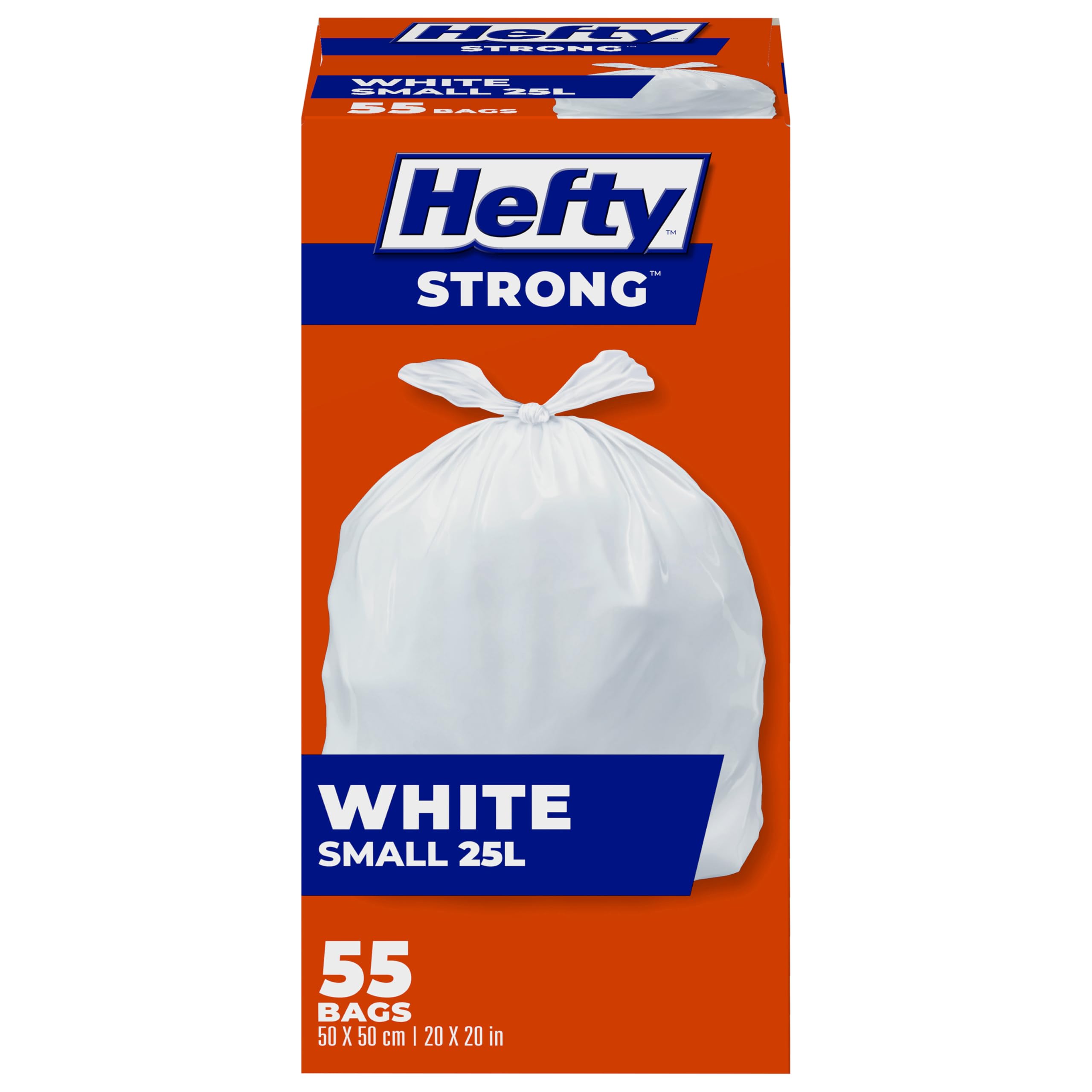 Hefty™ Garbage Bags, Strong Small 25 Litres White Kitchen, Easyflaps™, 55 Bags