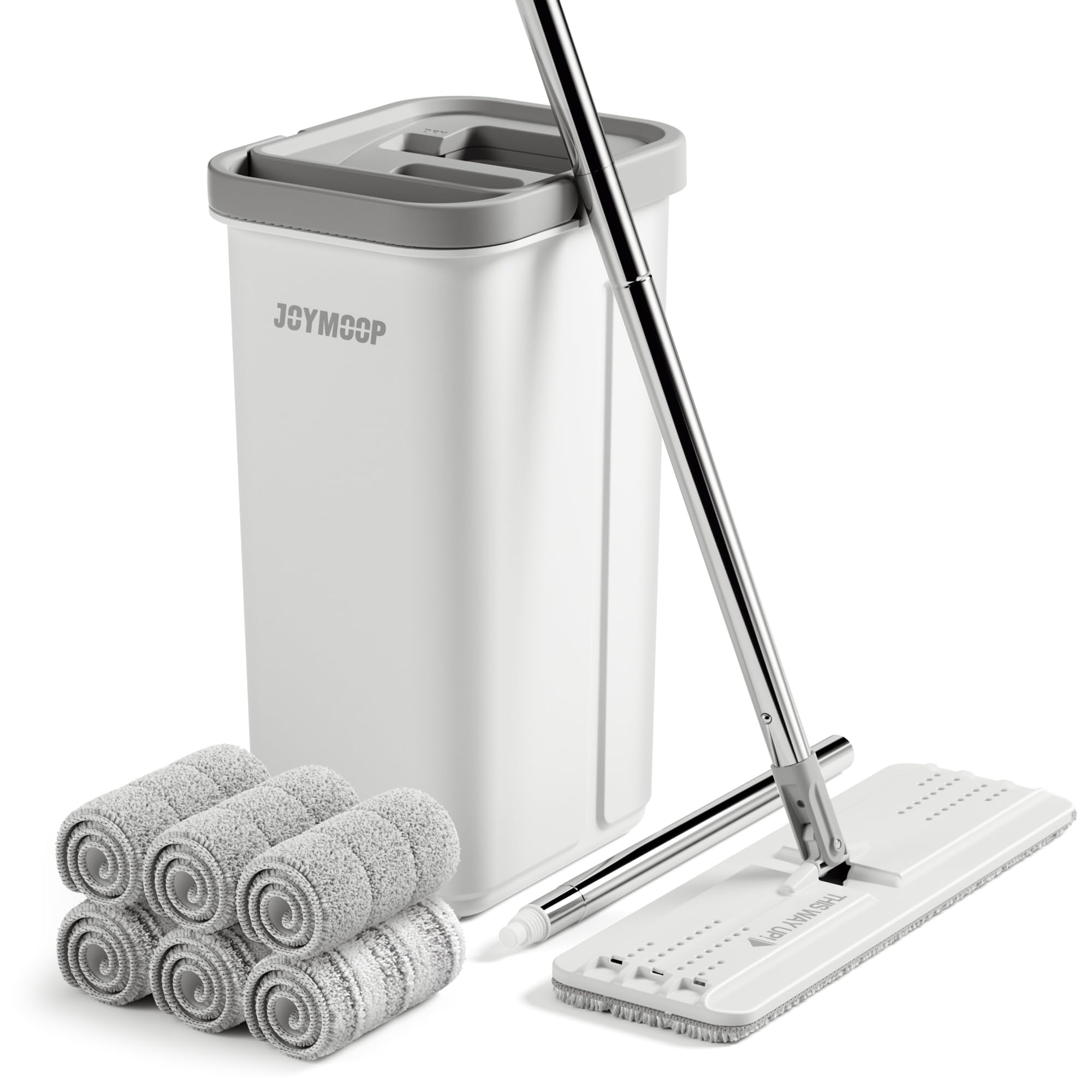 JOYMOOP Mop and Bucket with Wringer Set, Hands Free Flat Floor Mop and Bucket, 6