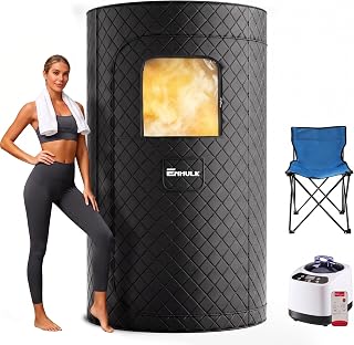 Portable Steam Sauna for Home, 43.3" x 43.3" x 71" for 1 Person Sauna Box | 3L 1200W Steamer for Home Sauna, 9 Levels, 99-Min Timer, 5-Layer Waterproof Insulation, Remote Control, XL Chair & Sauna Tent