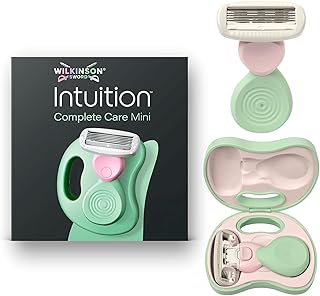 Wilkinson Sword Intuition Complete Care Mini Travel Women's Razor, 1 Case | Mini Razor for Women with 5 Ultra Glide Blades, Hydra-Boost Serum, Hyaluronic Acid, 1 Blade Refill, 1 Quick-Dry Travel Case