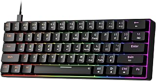 NEWMEN GM611 Gaming Keyboard,60% Percent Mechanical Keyboard Red Switches | 61 Keys,LED Backlit,Anti-Ghosting,Black Keycaps ,Wired Gaming Keyboard,Qwerty,PC, Windows, Gamer, Office, Typist Red Switches