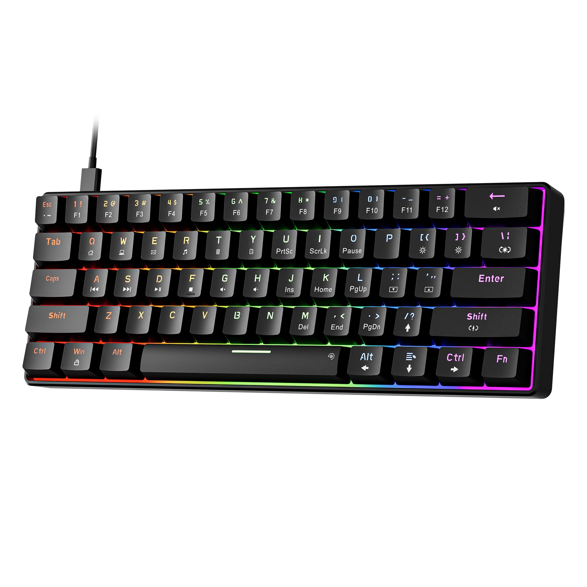 NEWMEN GM611 Gaming Keyboard,60% Percent Mechanical Keyboard Red Switches | 61 K