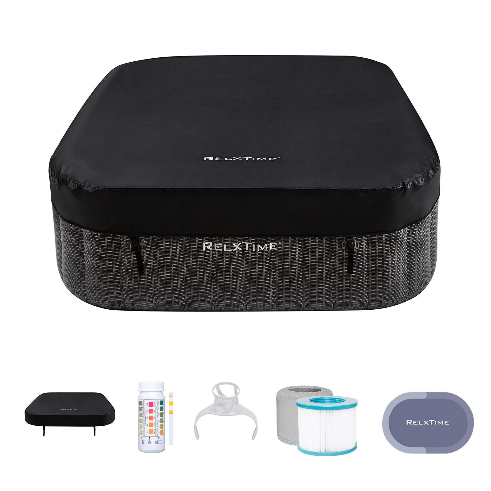 RELXTIME Inflatable Hot Tub 4-6 Person, Portable Blow Up Spa, Outdoor Hottub wit