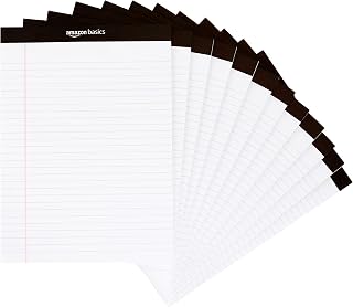 Amazon Basics Legal/Wide Ruled 21.6 cm by 29.8 cm Legal Pad, White (50 Sheet Paper Pads, 12-Pack)