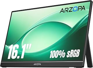 ARZOPA 16.1" Portable Monitor, 100% sRGB FHD 1080P Kickstand -Z1C | Portable Laptop Monitor High Color Gamut Display IPS Eye Care Screen for High-end Office & Entertainment