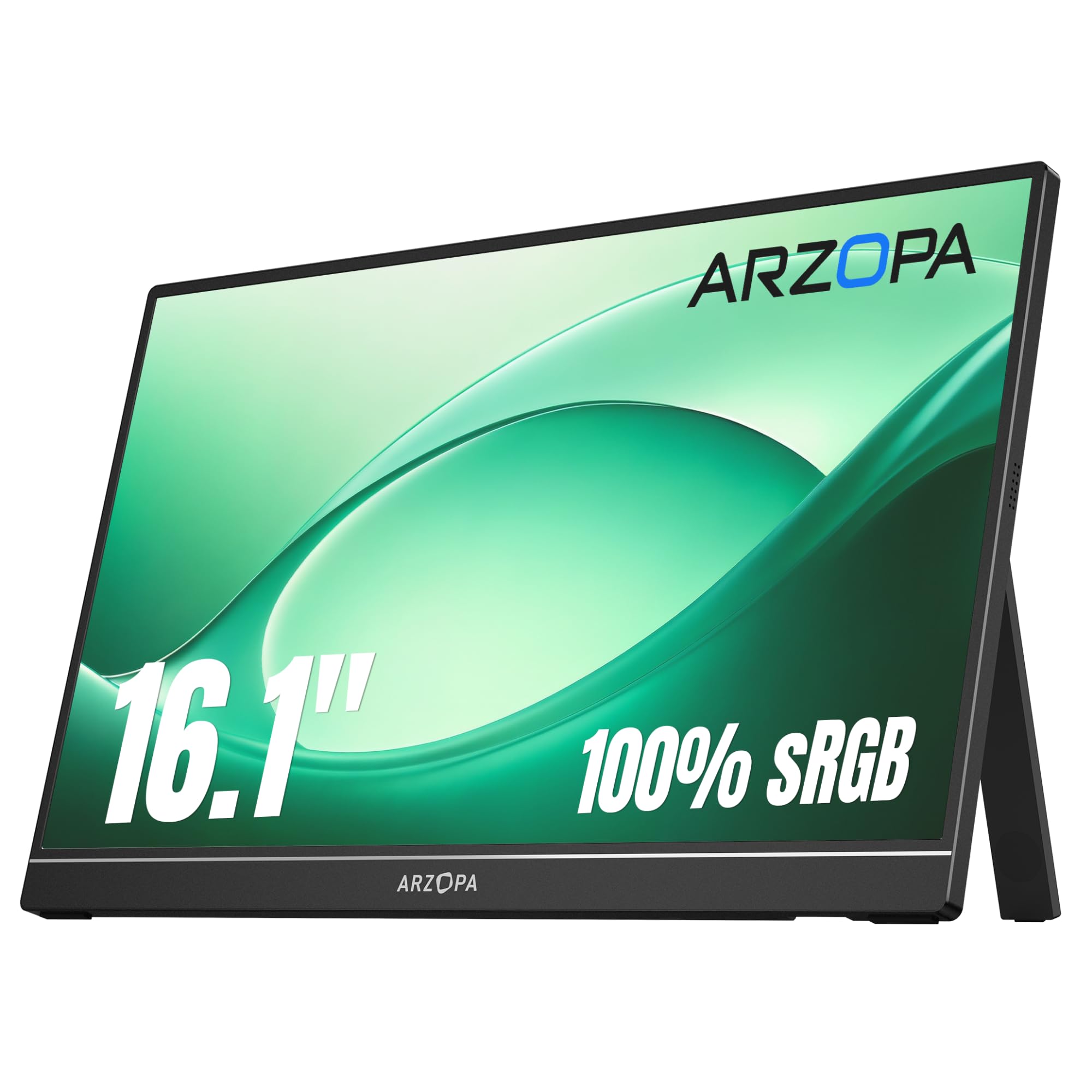 ARZOPA 16.1" Portable Monitor, 100% sRGB FHD 1080P Kickstand -Z1C | Portable Lap
