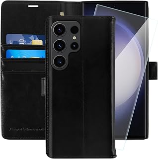 MONASAY Wallet Case for Samsung S23 Ultra with 3 Card Holders - Black