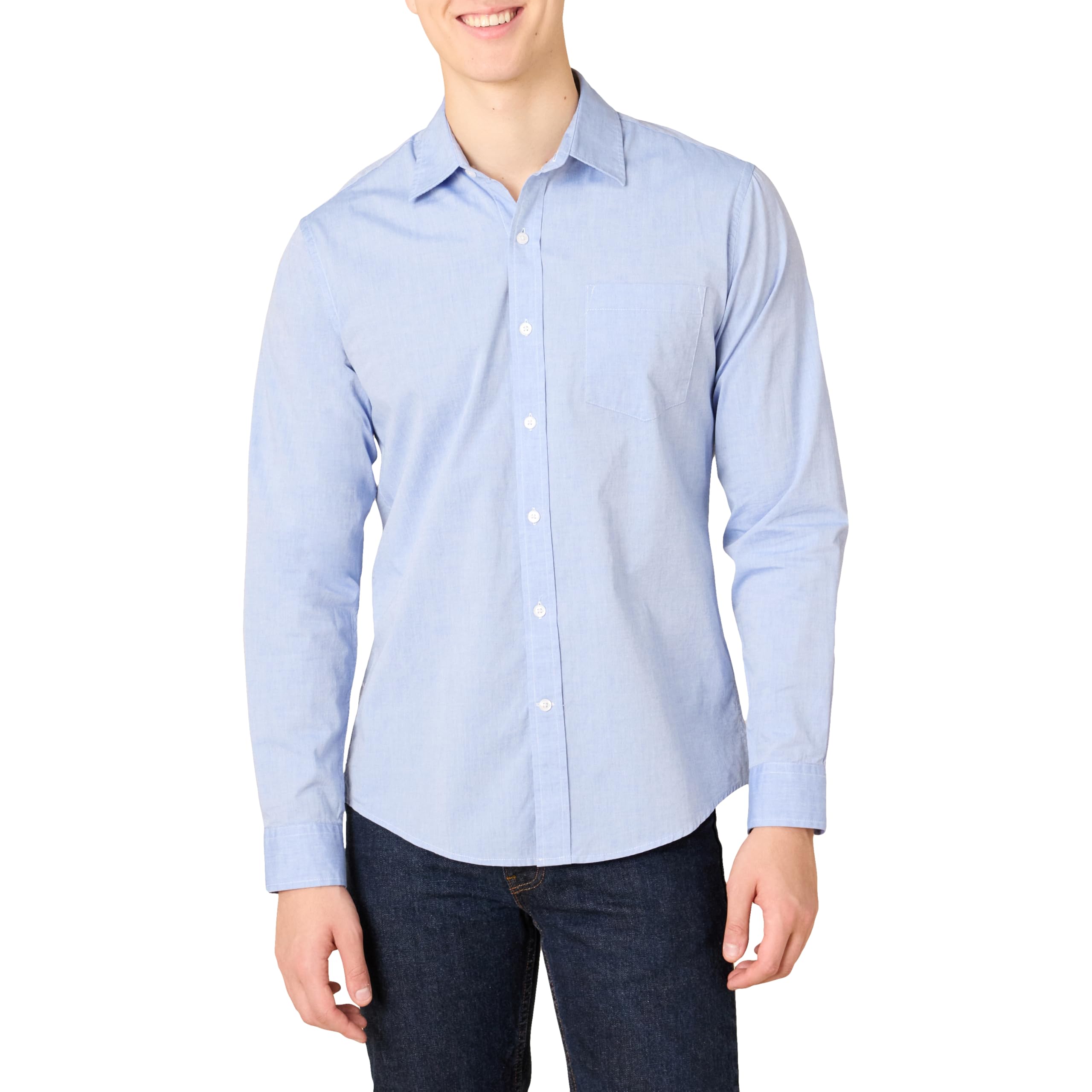 Amazon Essentials Men's Casual Long Sleeve Straight Fit Poplin Shirt