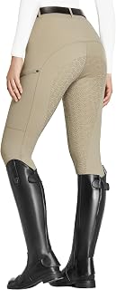 FitsT4 Sports Women's Full Seat Riding Tights with Zipper Pockets Horseback Riding Pants Equestrian Breeches for Women