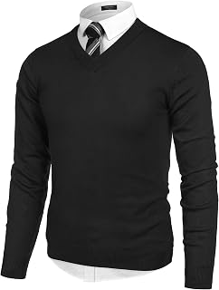 COOFANDY Mens V Neck Dress Sweater Knit Long Sleeve Pullover Sweaters