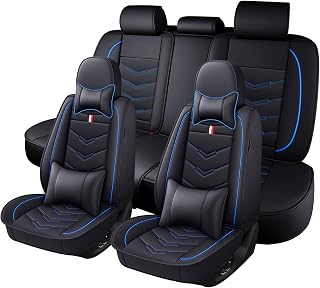Car Seat Cover for Toyota Tundra 2000-2026, Durable Wear Resistant Waterproof Vehicle Cushion Cover, Breathable No Odor Premium Leather Vehicle Seat Covers.(Luxury,Black Blue)